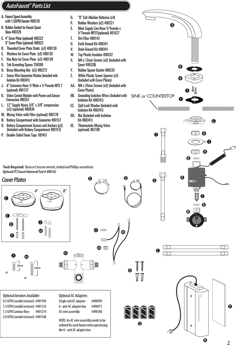 Rubbermaid Autofaucet Sst Parts For Sienna Autofaucets